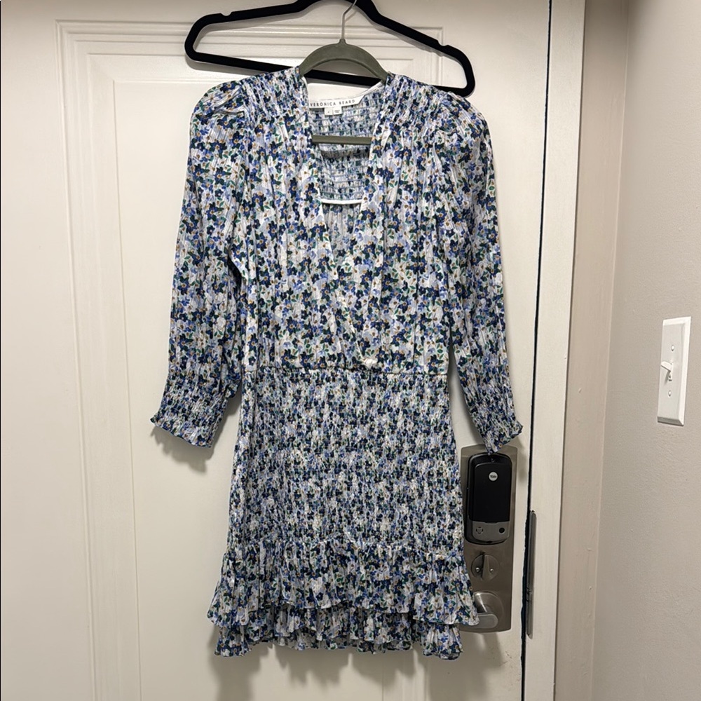 Veronica Beard Blue and Green Floral Mini Dress